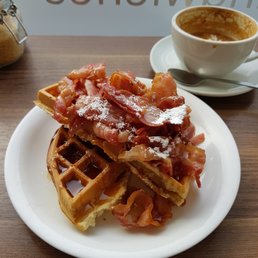 Bacon & Maple Syrup Waffles (photo from www.sandlblog.com) Bacon & Maple Syrup Waffles (photo from www.sandlblog.com)