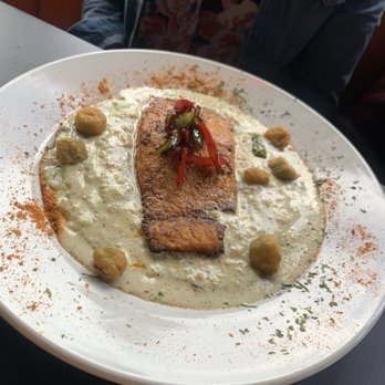 Sea Salt Seafood Lounge - Salmon & Grits - Seafood Near Me - Atlanta, Georgia Sea Salt Seafood Lounge - Salmon & Grits - Seafood Near Me - Atlanta, Georgia