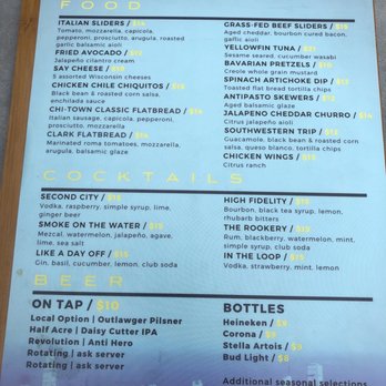 Aire Rooftop Bar - Menu circa June 19 - Wine Bars Near Me - Chicago, Illinois