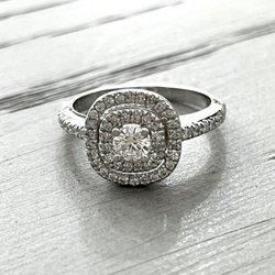 Lafiny Jewelry - Custom 18K white gold and diamonds engagement ring.