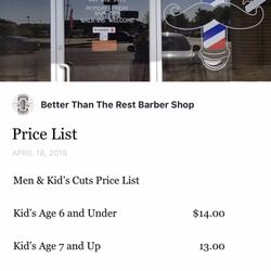 Better Than The Rest Barber Shop - Pricing