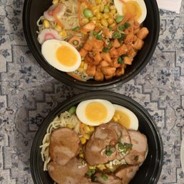 Salmon ramen and pork ramen
