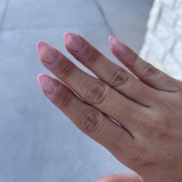 basic mani, nude base pink frenchie around $70