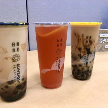 Sunright Tea Studio - Sunnyvale - Brown sugar boba milk, grapefruit jasmine green tea, brown sugar boba milk tea - Bubble Tea Near Me - Sunnyvale, California