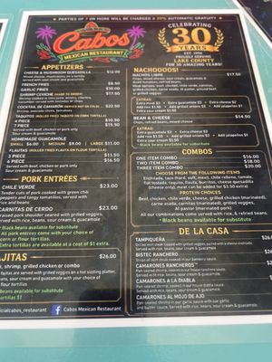 Menu photo 1 Cabos Clearlake, CA Menu photo 1 Cabos Clearlake, CA