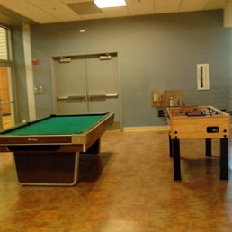A foosball & pool table available