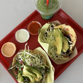 Oscars Mexican Seafood - Surf and Turf Taco, Smoked Fish Taco, Pineapple-Spinach Agua Fresca - Mexican Near Me - San Diego, California Oscars Mexican Seafood - Surf and Turf Taco, Smoked Fish Taco, Pineapple-Spinach Agua Fresca - Mexican Near Me - San Diego, California