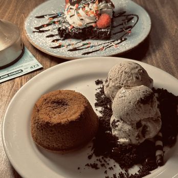 Orange Hill Restaurant & Events - Anniversary Brownie, Espresso Lava Cake with Cookies & Cream Icecream - Steakhouses Near Me - Orange, California