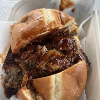 Barbecue Boys - Pound of flesh burger cut in half to share. Delicious!!! - Barbeque Near Me - Coeur d'Alene, Idaho Barbecue Boys - Pound of flesh burger cut in half to share. Delicious!!! - Barbeque Near Me - Coeur d'Alene, Idaho