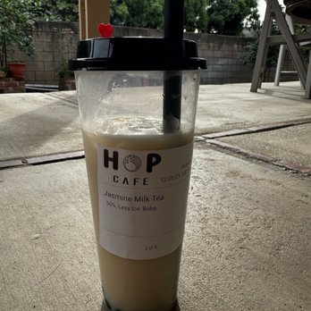 Hop Cafe - Jasmine milk tea with boba - Coffee & Tea Near Me - Arcadia, California Hop Cafe - Jasmine milk tea with boba - Coffee & Tea Near Me - Arcadia, California