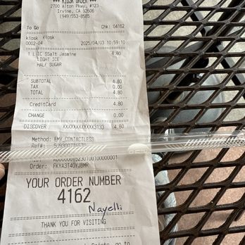 85°C Bakery Cafe-Irvine - Receipt - Coffee & Tea Near Me - Irvine, California