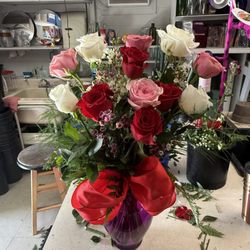 The Blossom Shop - A Mixed Dozen Roses