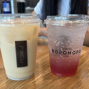 Bopomofo Cafe - Sparkling Sirap Rose (Right) - Bubble Tea Near Me - Artesia, California Bopomofo Cafe - Sparkling Sirap Rose (Right) - Bubble Tea Near Me - Artesia, California