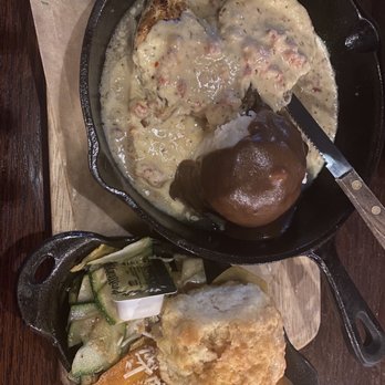 The Dirty South - Skillet chicken with mashed potatoes and ribbon veggies and cheddar jalapeño biscuit - Bars Near Me - Angleton, Texas The Dirty South - Skillet chicken with mashed potatoes and ribbon veggies and cheddar jalapeño biscuit - Bars Near Me - Angleton, Texas