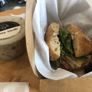 Hank's Bagels - #7 (soppressata on salt bagel with potato salad. - Coffee & Tea Near Me - Burbank, California