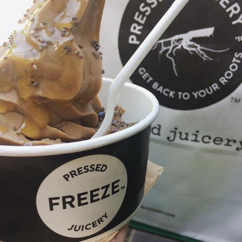 Pressed Juicery - Chocolate almond freeze w/honey, chia seeds and Himalayan salt - Juice Bars & Smoothies Near Me - Walnut Creek, California Pressed Juicery - Chocolate almond freeze w/honey, chia seeds and Himalayan salt - Juice Bars & Smoothies Near Me - Walnut Creek, California