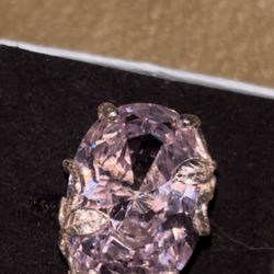 Thompsons Custom Jewelry - Lavender quartz zirconia with silver leaf and vine detail, polished back to beautiful white silver.