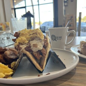 @ The Diner - Pollo Loco Pita taco and crispy potatoes - Breakfast & Brunch Near Me - Orlando, Florida