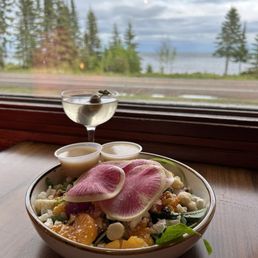 Trail Lovers quinoa bowl and ketel one martini. Trail Lovers quinoa bowl and ketel one martini.