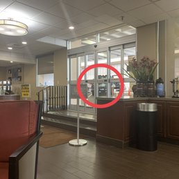 View of where my truck was parked from inside-That's the entrance door and front desk View of where my truck was parked from inside-That's the entrance door and front desk