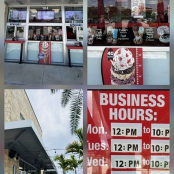 Bruster's Real Ice Cream - BRUSTER'S ICECREAM WALK UP COUNTER Showing the MENU;The HOURS that they are Open & the outdoor seating. - Ice Cream & Frozen Yogurt Near Me - Golf, Florida