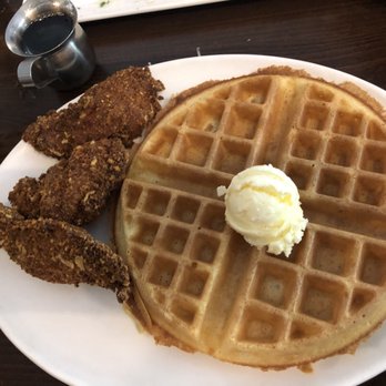 Campbell’s Pub & Veranda - Chicken and Waffles! Tastes better than it looked! - New American Near Me - Chelan, Washington