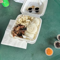 Aloha Island Grill - Great food but ridiculously skimped on the chicken. Paid $23 for the large portion and only got only got two tiny chicken thighs