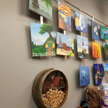Purple Easel - Wine corks and art samples - Paint & Sip Near Me - Ontario, California Purple Easel - Wine corks and art samples - Paint & Sip Near Me - Ontario, California
