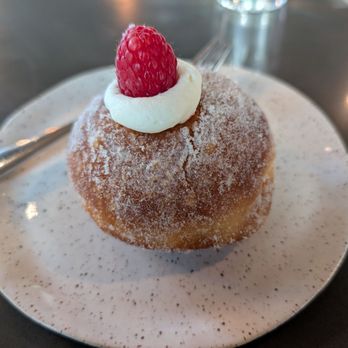 Moxie Steak House - Raspberry custard donut, made in-house - Steakhouses Near Me - Alameda, California Moxie Steak House - Raspberry custard donut, made in-house - Steakhouses Near Me - Alameda, California