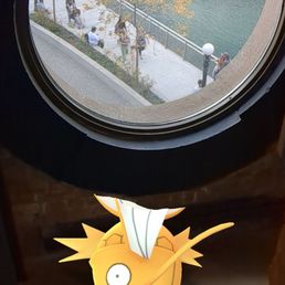 This was in the middle level of the museum viewing the Chicago River and I was playing my Pokemon go game on my phone. This was in the middle level of the museum viewing the Chicago River and I was playing my Pokemon go game on my phone.