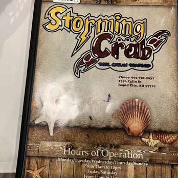 Storming Crab - Front of menu. - Cajun/Creole Near Me - Rapid City, South Dakota