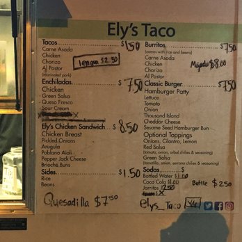 Ely’s Taco - Good menu! - Food Trucks Near Me - Costa Mesa, California Ely’s Taco - Good menu! - Food Trucks Near Me - Costa Mesa, California