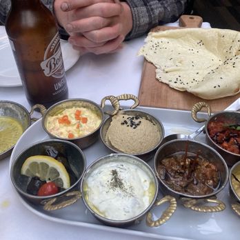 Constantinople - Mixed Mezza with fresh lavash - Turkish Near Me - Portland, Oregon