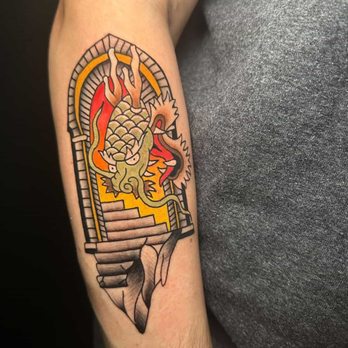 Doing Tattoo - American Traditional dragon tattoo - Tattoo Near Me - Edmonton, Alberta Doing Tattoo - American Traditional dragon tattoo - Tattoo Near Me - Edmonton, Alberta