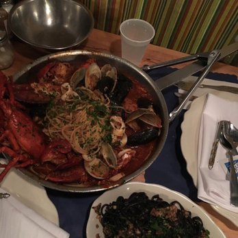 The Daily Catch - Lobster Fra Diavolo And the squid ink pasta aglio, This was so good! - Italian Near Me - Boston, Massachusetts The Daily Catch - Lobster Fra Diavolo And the squid ink pasta aglio, This was so good! - Italian Near Me - Boston, Massachusetts