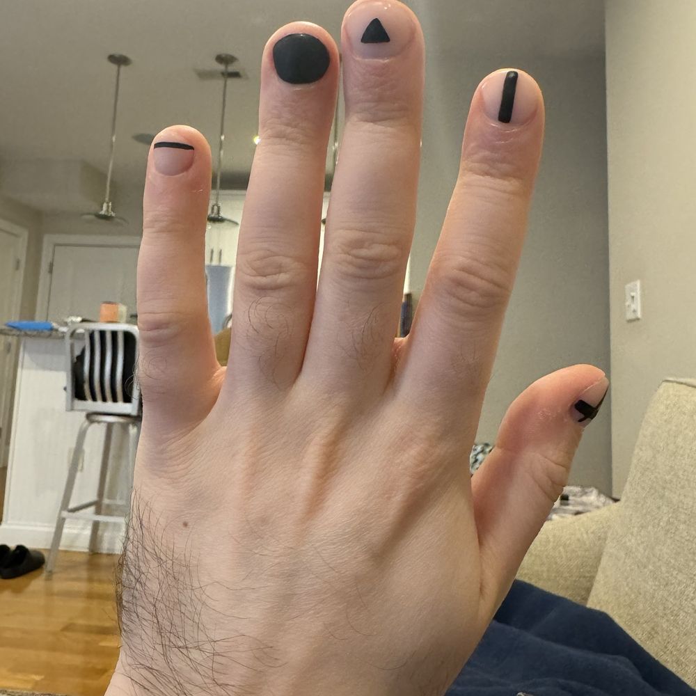 Park & Polish - Minimalist nude and black matte manicure by Marie from Park and Polish in Newton (left hand) - Nail Technicians Near Me - Brookline , Massachusetts Park & Polish - Minimalist nude and black matte manicure by Marie from Park and Polish in Newton (left hand) - Nail Technicians Near Me - Brookline , Massachusetts