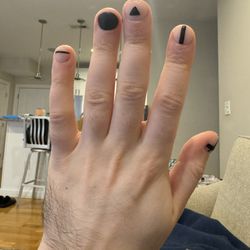 Park & Polish - Minimalist nude and black matte manicure by Marie from Park and Polish in Newton (left hand)