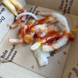 McDonald's - ask for no onions, but the worst problem out of this is that the fact that they did not cut the onions into tiny dices