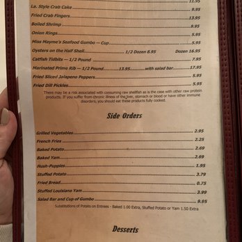 Tunk's Cypress Inn - Menu - Seafood Near Me - Boyce, Louisiana