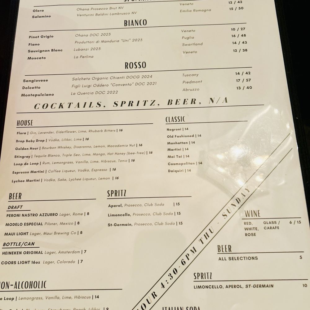 Floralia - Drink Menu - Italian Near Me - Honolulu, Hawaii Floralia - Drink Menu - Italian Near Me - Honolulu, Hawaii