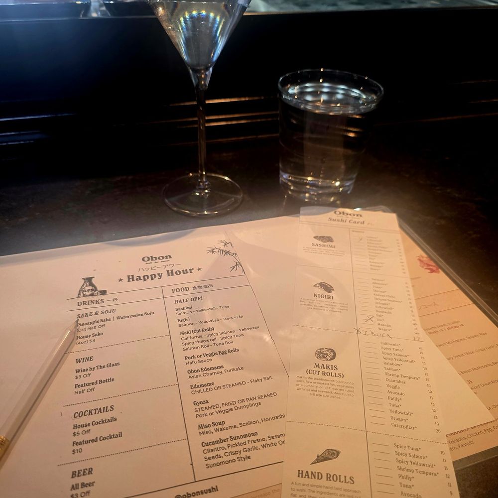 Obon Sushi Bar Ramen - Martini happy hour menu - Sushi Bars Near Me - Phoenix, Arizona