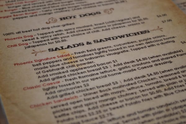 Menu photo 7 Phoenix Saloon New Braunfels, TX