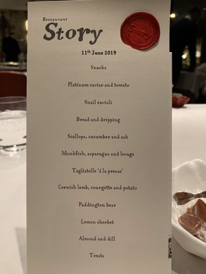 Menu photo 3 Restaurant Story London, XGL Menu photo 3 Restaurant Story London, XGL