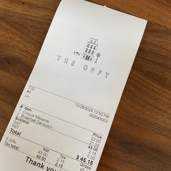 The Offy - a receipt on a table - Modern European Near Me - Chilliwack, British Columbia