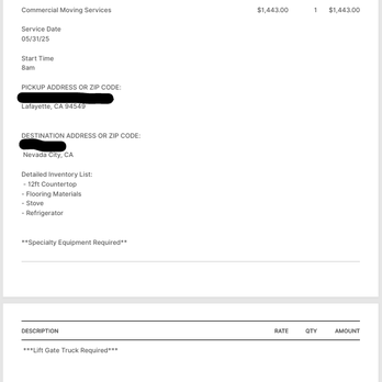 Green Machine Delivery and Moving Services - Original Estimate - Movers Near Me - Oakland, California
