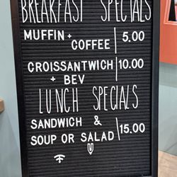 Idioma Coffee Roastery - Menu listing Special's.