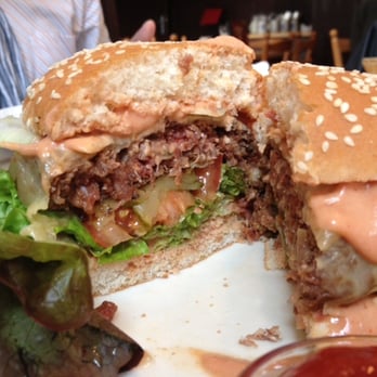 Augustiner Bürgerheim - Super saucy, kinda raw burger:( - Bavarian Near Me - Munich, BY