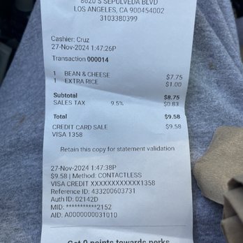 El Tarasco - Expensive receipt - Mexican Near Me - Westchester, California El Tarasco - Expensive receipt - Mexican Near Me - Westchester, California