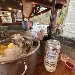 Hama Hama Oyster Company - You shuck bucket with a dozen tasty slurpers. Plus a Timber City ginger beer. Yum.