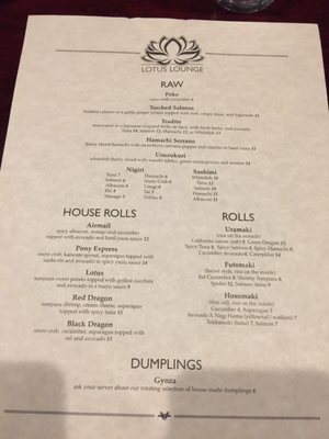 Menu photo 7 Lotus Lounge Flagstaff, AZ